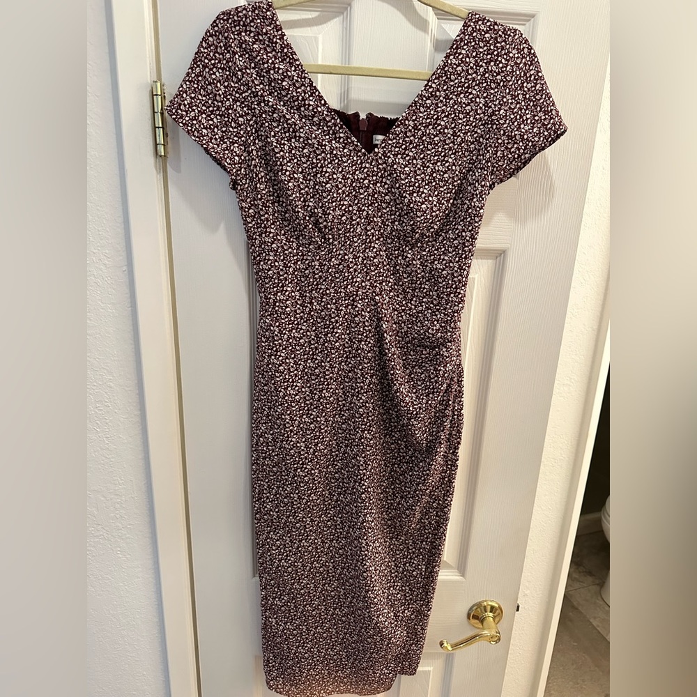 Abercrombie burgundy floral midi dress with side slit